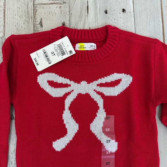 Red Knit Sweater with Silver Bow by Epic Threads for Kids NWT - Picture 2 of 3